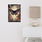 Quadro Decorativo Borboleta - Roxo e Laranja