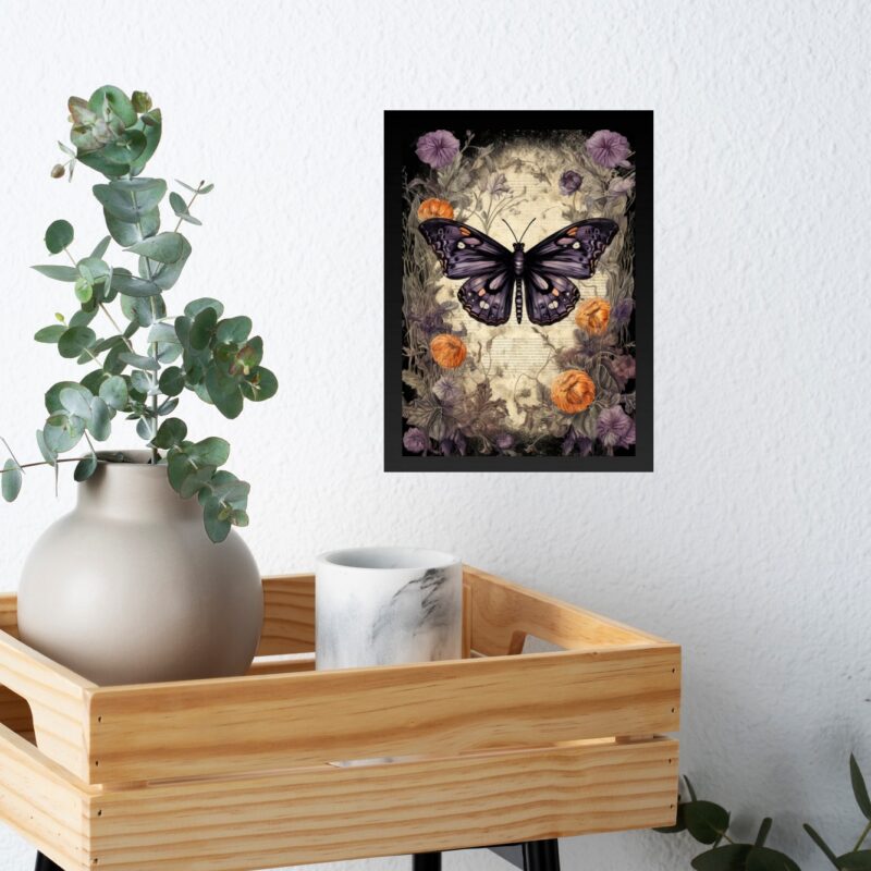 Quadro Decorativo Borboleta - Roxo e Laranja b