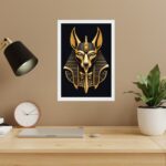 Quadro Decorativo Egípcio Anubis - Preto e Dourado