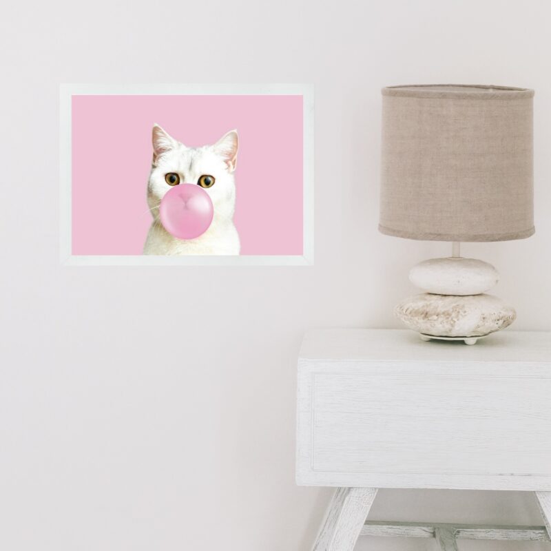 Quadro Gatinho Bubble Gum Rosa b