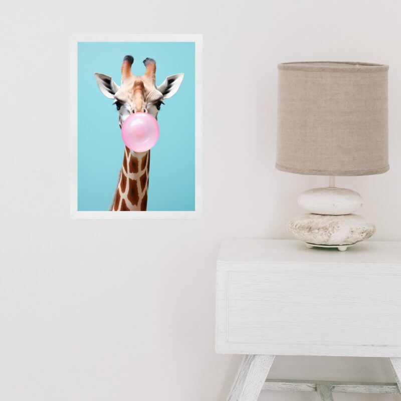 Quadro Girafa Bubble Gum Azul e Rosa b