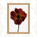 Quadro Moldura Dourada Flor Cor Vinho