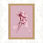 Quadro Moldura Dourada Flores Rosas - Tinta