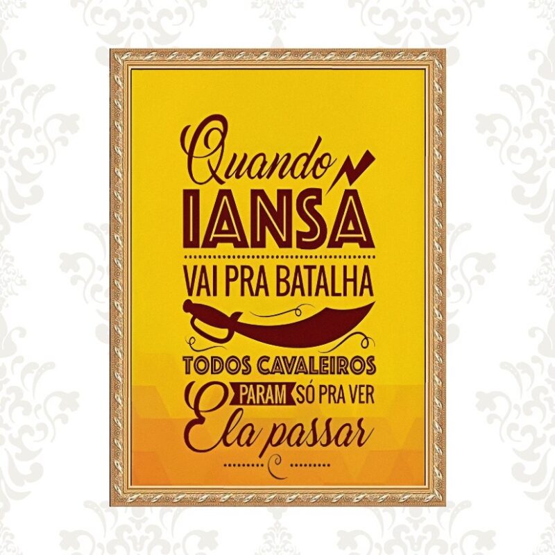 Quadro Moldura Dourada Frase Iansã