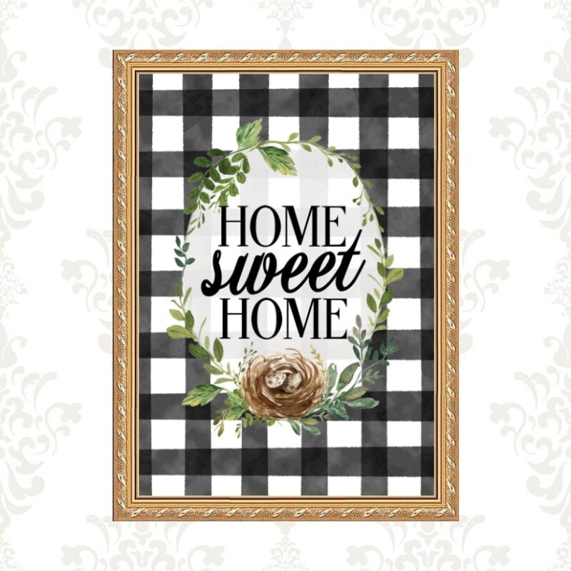 Quadro Moldura Dourada Home Sweet Home