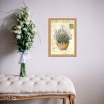 Quadro Moldura Dourada Vaso De Lavanda