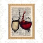 Quadro Moldura Dourada Vinho Tinto e Branco