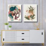 Kit 2 Quadros Gravuras Arte Tropical