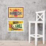 Kit 2 Quadros Placas Vintage Churrasco e Cerveja