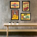 Kit 4 Quadros Placas Vintage Churrasco