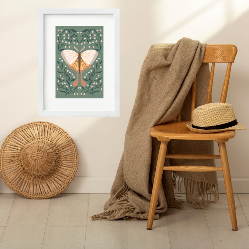 Quadro Decorativo Boho Borboleta - 60x48 Cm b