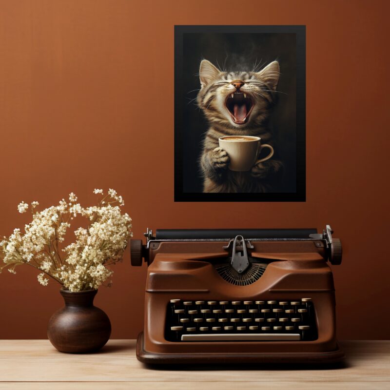 Quadro Decorativo Café - Gatinho Com Sono b