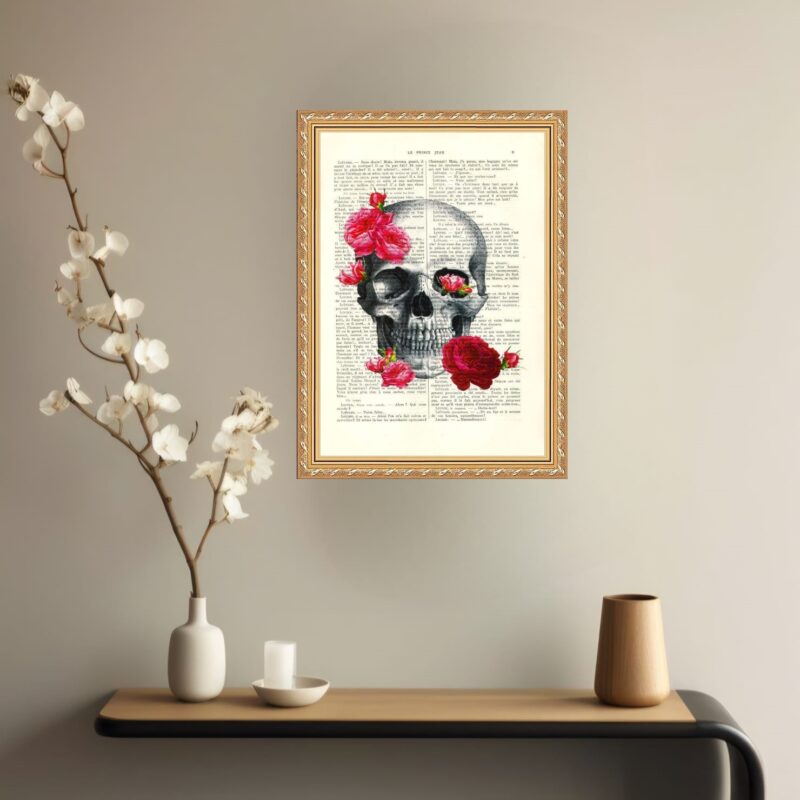 Quadro Decorativo Crânio com Rosas