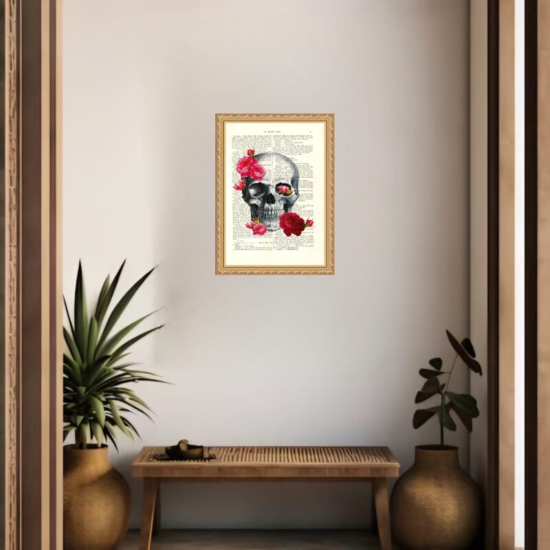 Quadro Decorativo Crânio com Rosas b