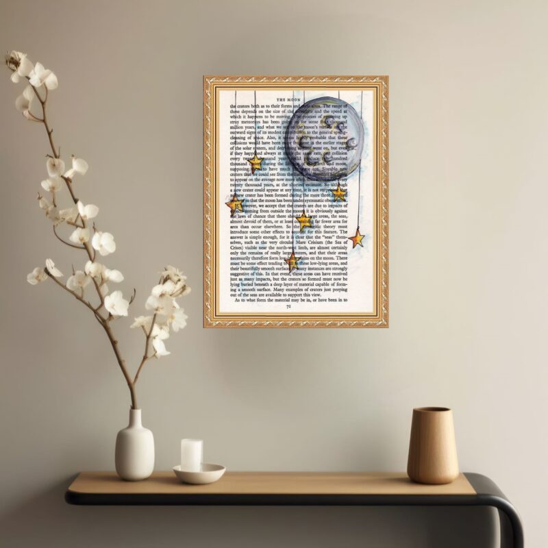 Quadro Decorativo Lua e Estrelas Vintage