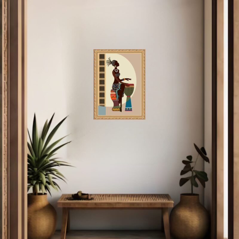 Quadro Decorativo Mulher Negra Tocando Tambor b