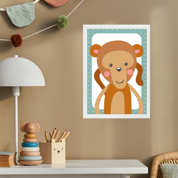 Quadro Infantil Safari - Macaquinho