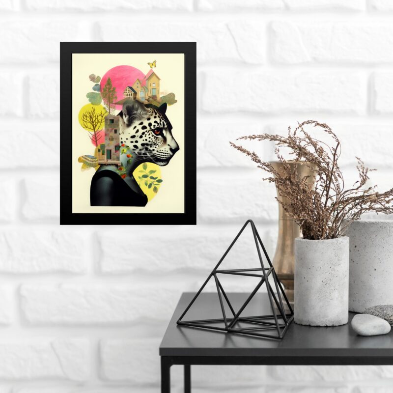 Quadro Decorativo Moderno Colagem Onça