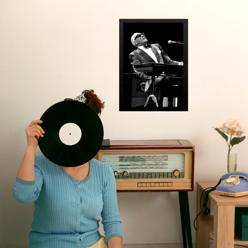 Quadro Decorativo Ray Charles Preto e Branco