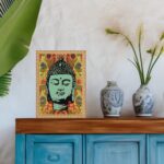 Quadro Moldura Dourada Buda Boho Retrô