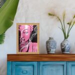 Quadro Moldura Dourada Buda Rosa