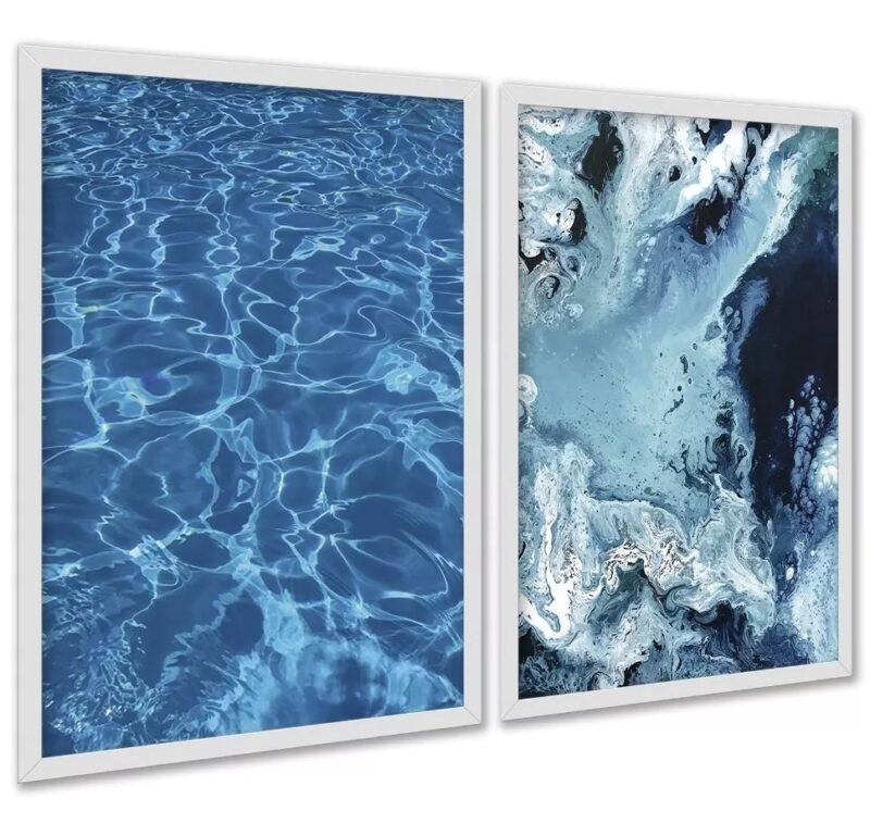 Kit 2 Quadros Decorativos Água Do Mar