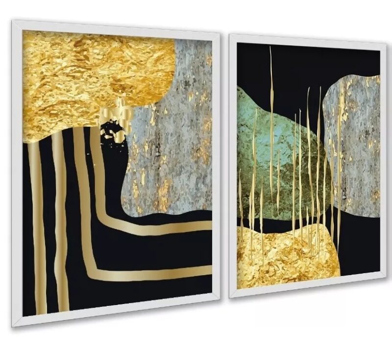 Kit 2 Quadros Modernos Abstratos Contemporâneos