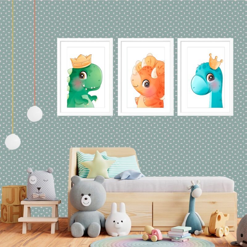 Kit 3 Quadros Grandes Quarto Infantil Dino Baby 60x48cm - Image 2